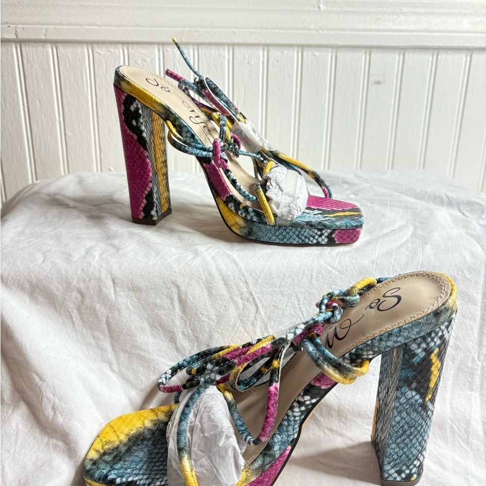 Colorful  multicolor, Snake Print Women's Heels